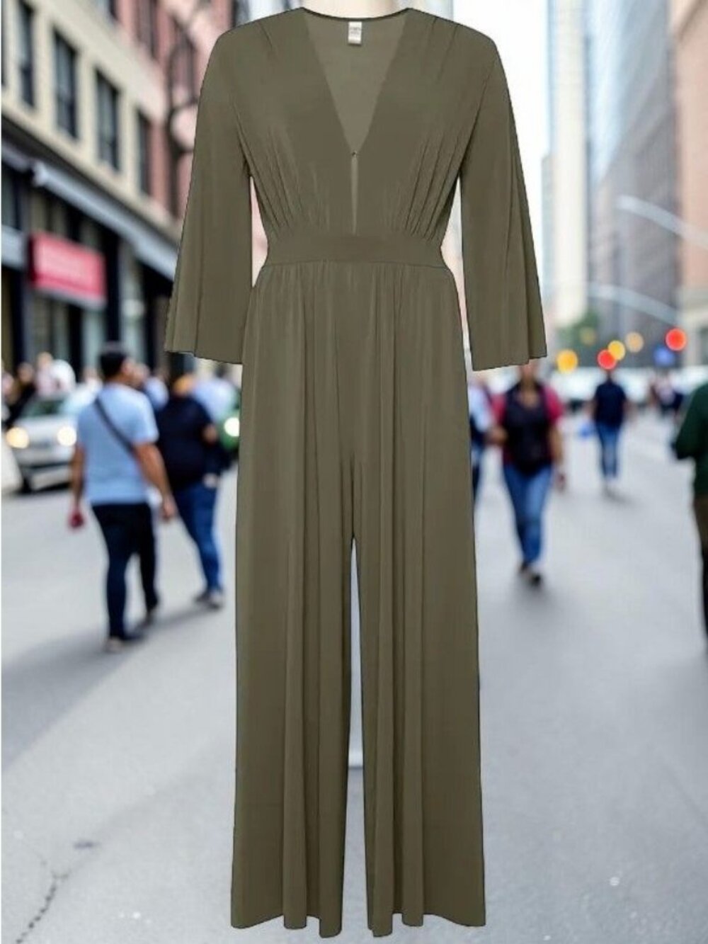 Eres - Aretha draped wide-leg jumpsuit-  Olive - Size Medium - New With Tags !! - Picture 4 of 8